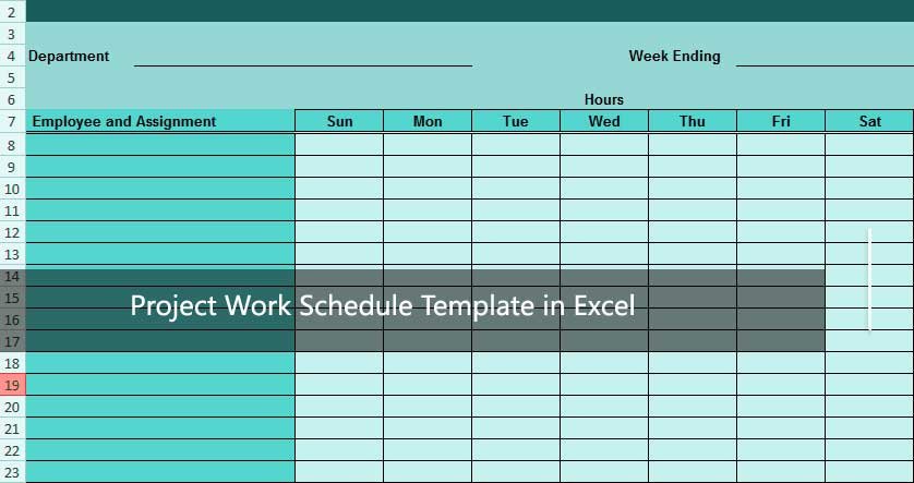 Project Work Schedule Template in Excel