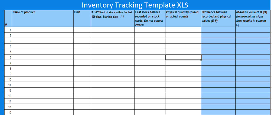 Inventory Tracking Excel Template