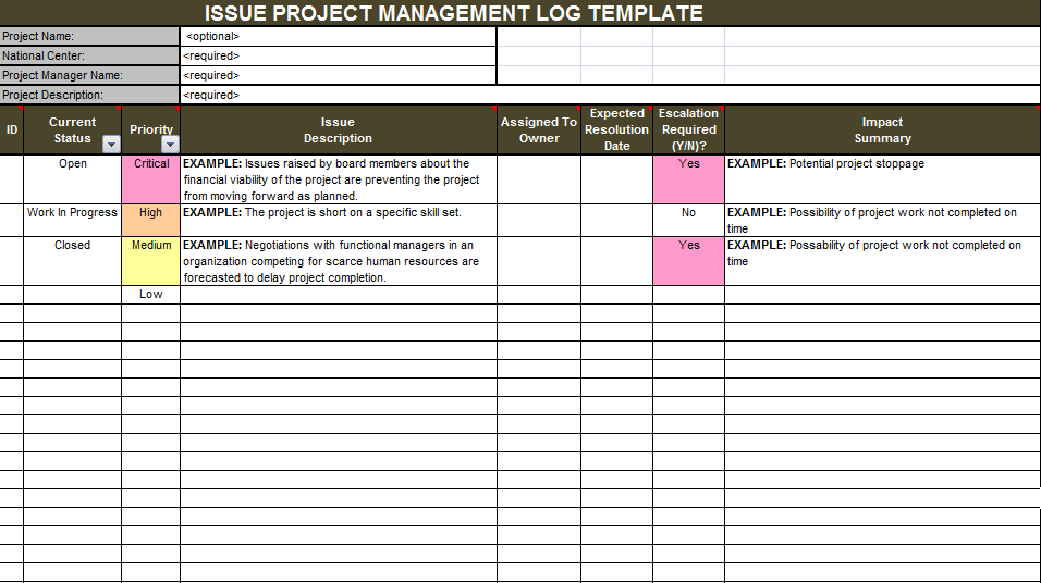 Project Issue Tracker Template In Excel Excelonist