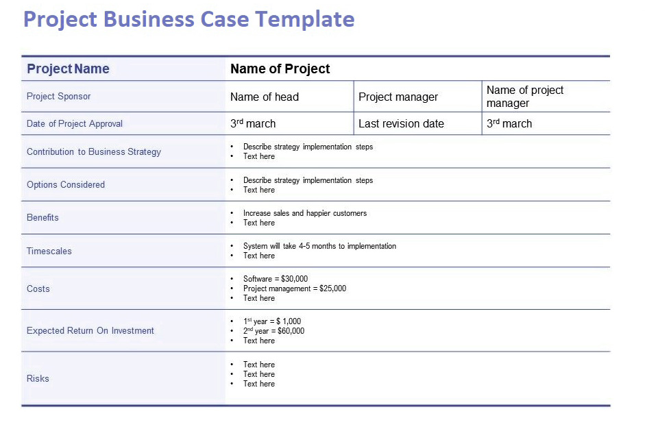 Project Business Case Template