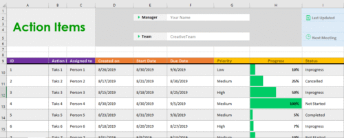 Project Action Items List Template - Excelonist