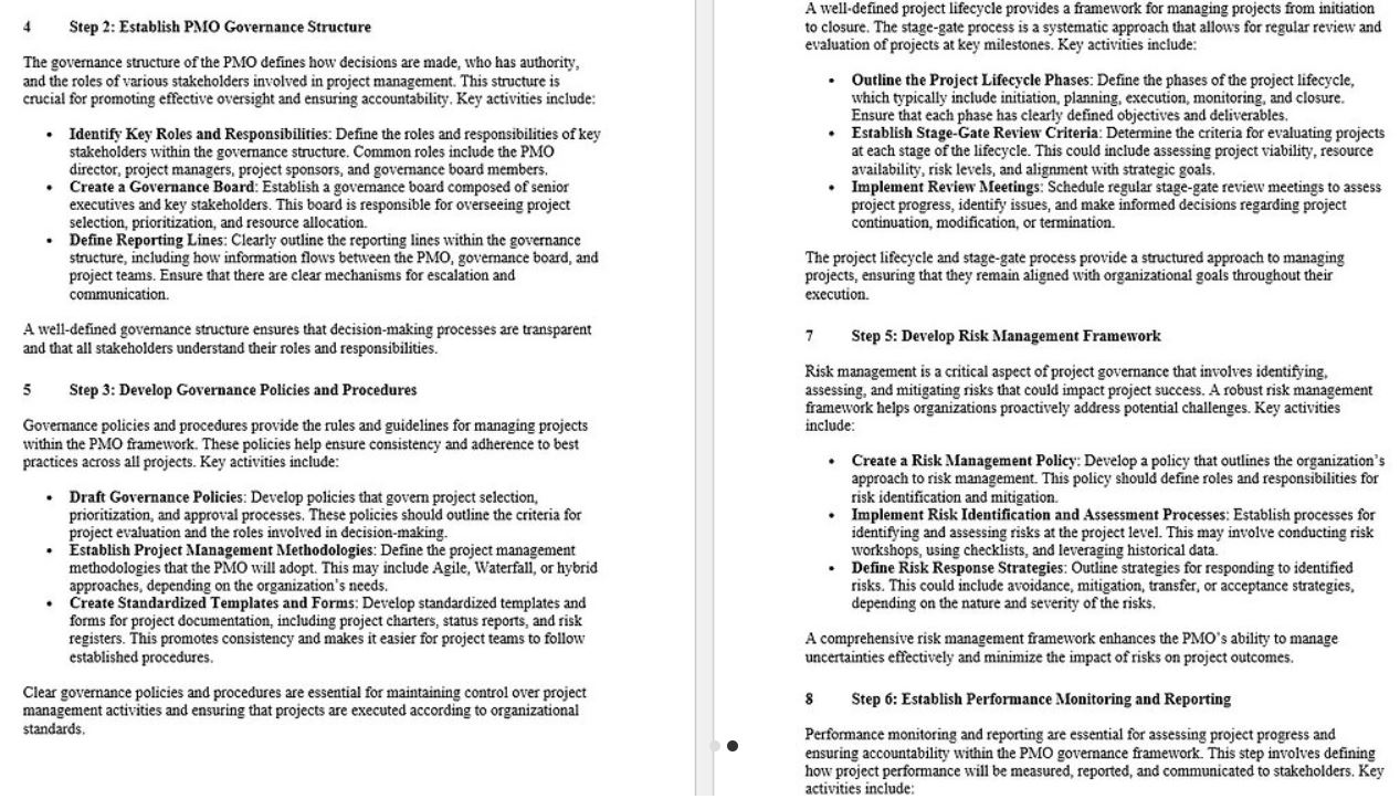 PMO governance framework
