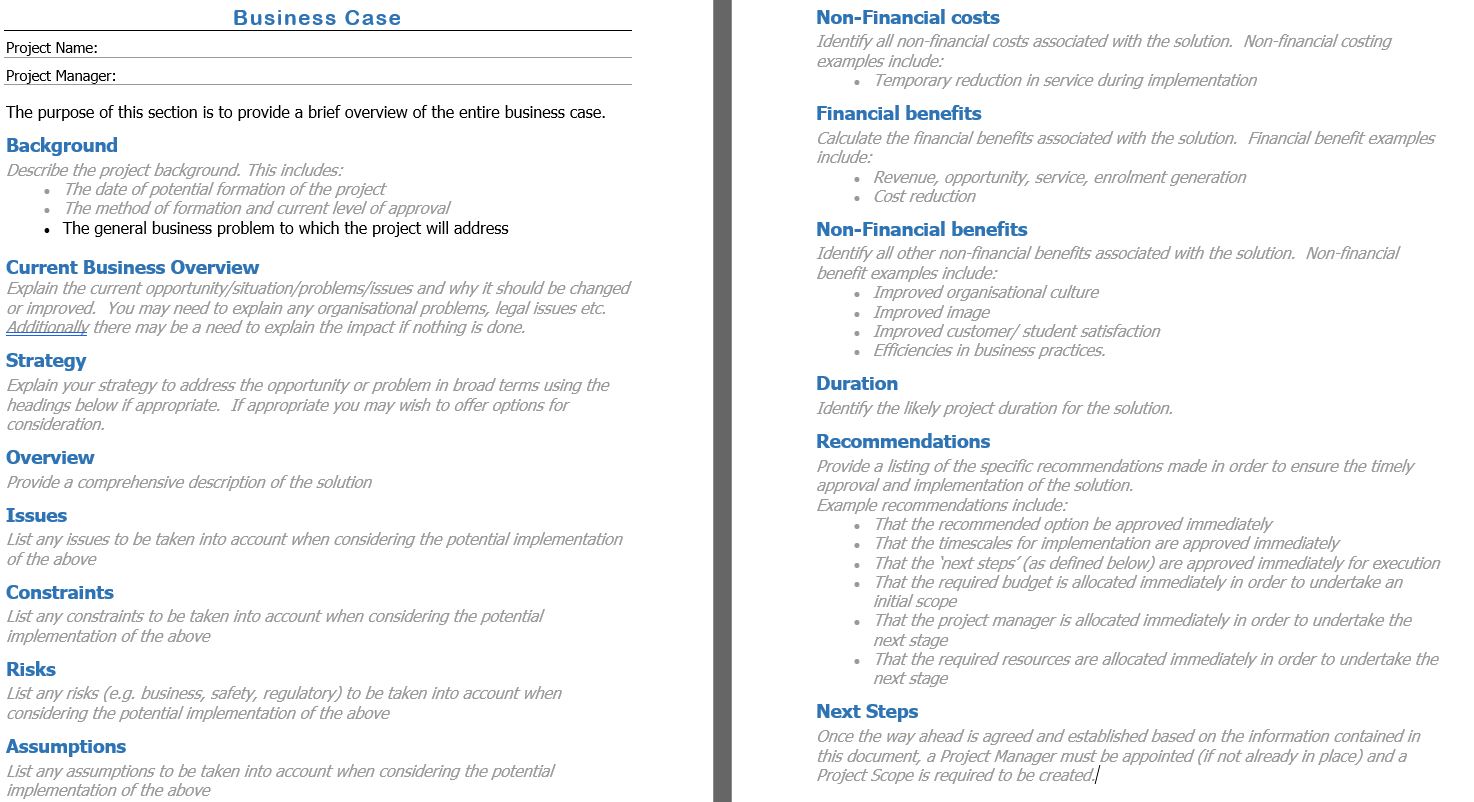 business case template